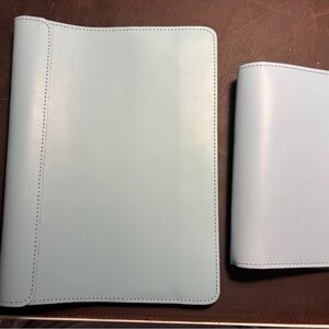 Light Blue Leather Journal Cover Set